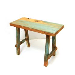 Ławka ławeczka mała drewniana vintage kolor przecierany niebieski